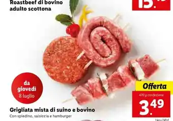 Lidl Grigliata mista di suino e bovino 470g offerta
