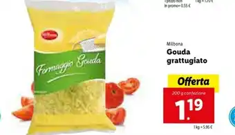 Lidl Milbona Gouda grattugiato 200g offerta