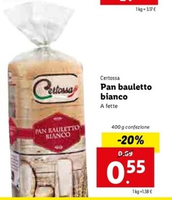 Lidl Pan bauletto bianco 400g offerta
