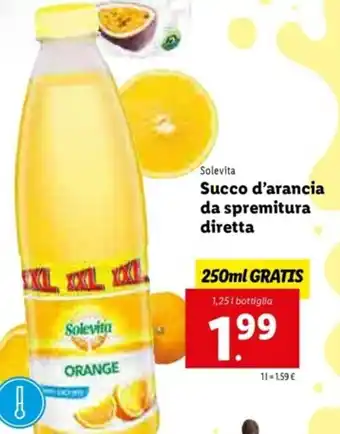 Lidl Succo d'arancia da spremitura diretta 250ml offerta