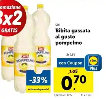 BIbita gassata al gusto pompelmo 3x1,5L