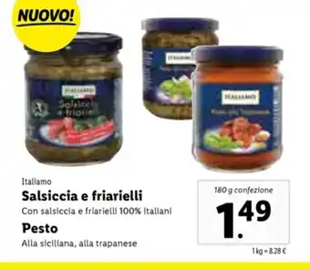 Lidl Salsiccia e friarielli/ Pesto 180g offerta