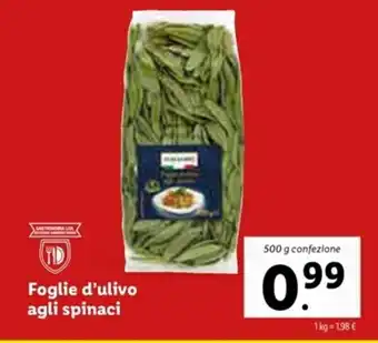 Lidl Foglie d'ulivo agli spinaci 500g offerta