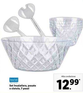 Lidl Koziol Set insalatiera, posate e ciotole, 7 pezzi offerta