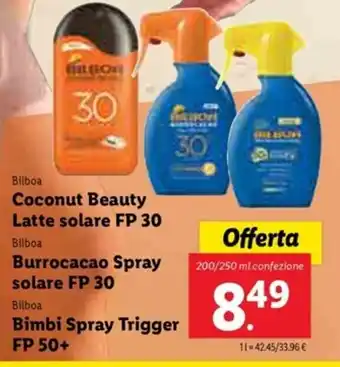 Lidl Coconut Beauty Latte solare FP 30 offerta