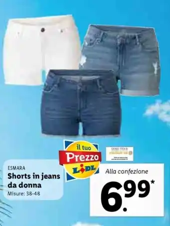 Lidl Shorts in jeans da donna 38-48 offerta