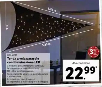 Lidl Tenda a vela parasole con illuminazione LED offerta