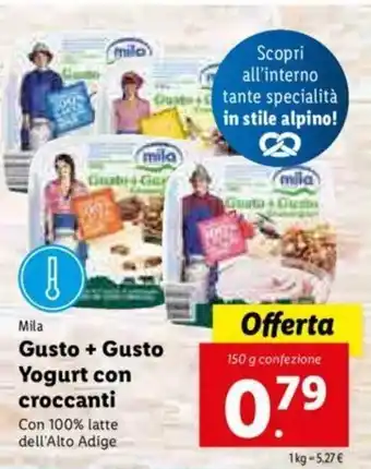 Lidl Gusto + Gusto Yogurt con croccanti 150g offerta