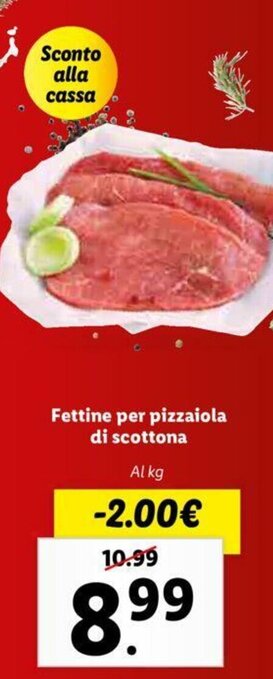 Lidl Fettine per pizzaiola di scottona offerta