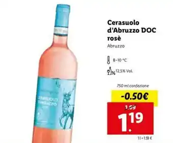 Lidl Cerasuolo d'Abruzzo DOC rosè 750ml offerta