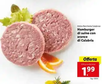 Lidl Hamburger di suino con arance di Calabria 200g offerta