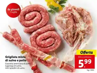 Lidl Girgliata mista di suino e pollo 800g offerta