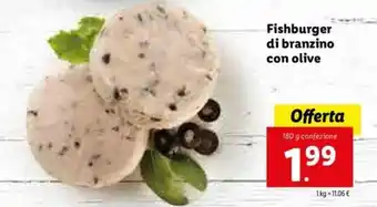 Lidl Fishburger di branzino con olive 180g offerta