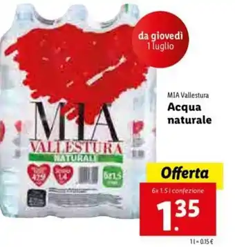 Lidl Acqua naturale 6x1.5L offerta