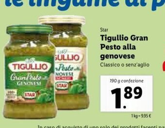 Lidl Tigullio Gran Pesto alla genovese 190g offerta