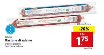 Lidl Bastone di salame 250g offerta