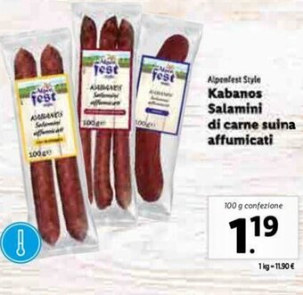 Lidl Kabanos Salamini di carne suina affumicati 100g offerta