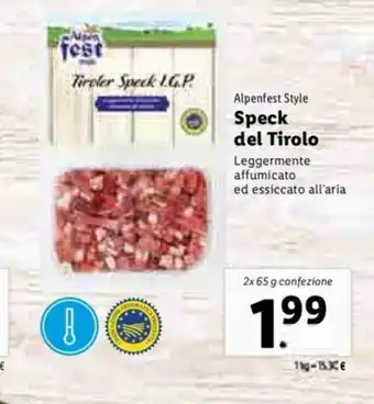Lidl Speck del Tirolo 2x65g offerta
