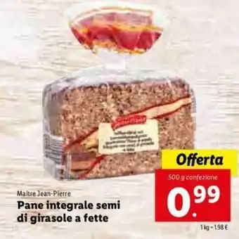 Lidl Pane integrale semi di girasole a fette 500g offerta