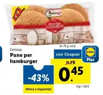 Lidl Pane per hamburger 4x75g offerta