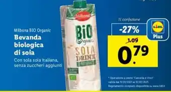 Lidl Bevanda biologica di soia 1L offerta