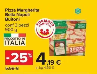Carrefour Iper Pizza margherita bella napoli buitoni 3 pz 900g offerta