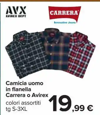 Carrefour Iper Camicia uomo in flanella carrera o avirex offerta
