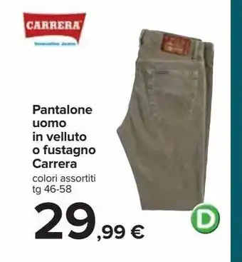 Carrefour Iper Pantaloni uomo in velluto o frustagno carrera offerta