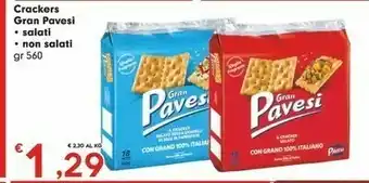 Despar Pavesi Gran I Cracker Salati Senza Granelli Di Sale In Superficie 560 G(ml) offerta