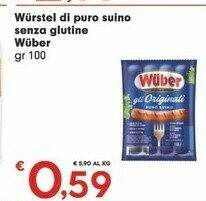 Wuber Wurstel Di Puro Suino Senza Glutine