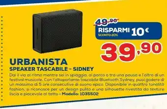 Euronics Urbanista Speaker Tascabile Sidney offerta