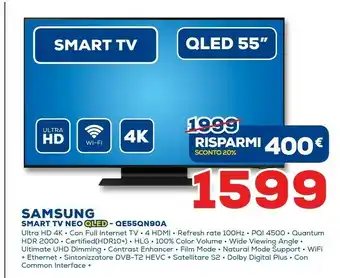 Euronics Samsung TV Neo QLED 4K 55” QE55QN90A Smart TV Wi-Fi Titan Black 2021 offerta