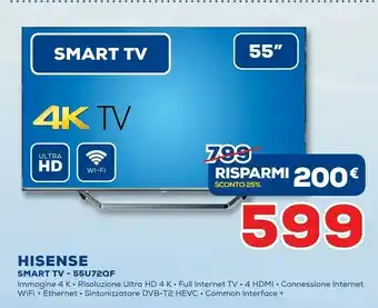 Euronics Hisense Smart TV 55U72QF offerta