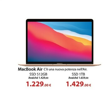Euronics Apple MacBook Air SSD 512GB offerta