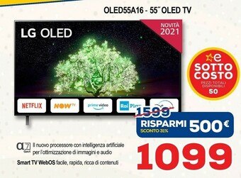 Euronics LG OLED OLED55A16LA 55" Smart TV 4K Ultra HD NOVITÀ 2021 Wi-Fi Processore Α7 Gen4 AI Picture offerta