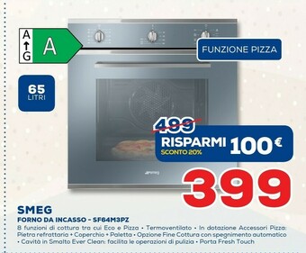 Euronics Smeg SF64M3PZS Forno Forno Elettrico 65 L Argento A offerta