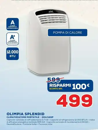 Euronics Olimpia splendid Climatizzatore Portatile Dolc12hp offerta