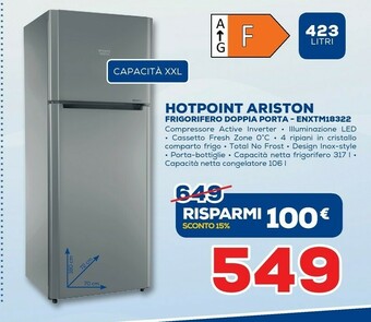 Euronics Hotpoint ENXTM 18322 X F 1 Frigorifero Con Congelatore Libera Installazione 423 L Acciaio Inossidabile offerta