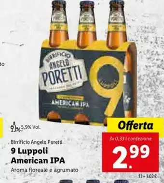 Lidl 9 Luppoli American IPA 3x0,33 l offerta
