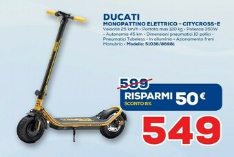 Euronics Ducati Monopattino Elettrico Citycross-E offerta
