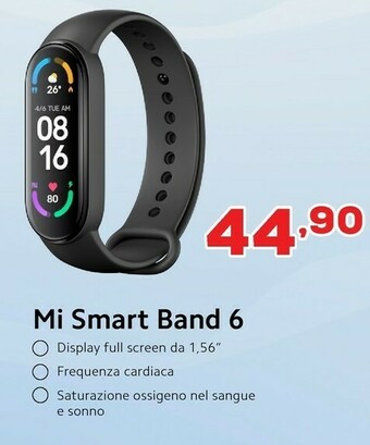 Euronics Xiaomi Mi Smart Band 6 AMOLED Tracciatore Di Attività Da Braccio 3,96 Cm (1.56") Nero offerta