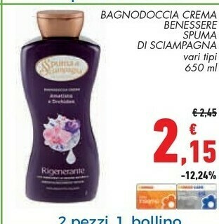 Conad Spuma di Sciampagna Bagnodoccia Crema Benessere Vari Tipi 650 Ml offerta