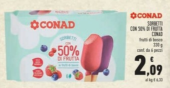 Conad Conad - Sorbetti Ai Frutti Di Bosco 330 G(ml) offerta