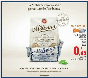 Conad La Molisana Pasta Di Semola offerta