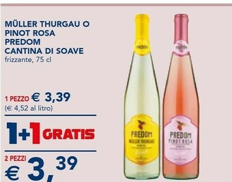Esselunga Cantina Di Soave Muller Thurgau O Pinot Rosa Predom Frizzante 75 Cl offerta