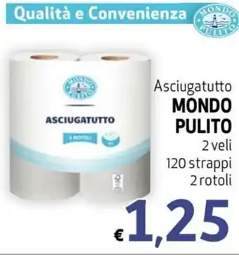 Maxi Family Mondo Pulito Asciugatutto 2 veli 120 strappi 2 rotoli offerta