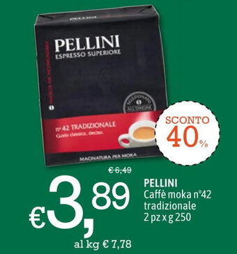 Famila Market Pellini Caffè moka n°42 tradizionale 2 pz x 250 g offerta