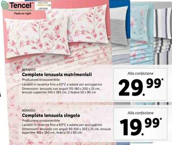 Lidl Completo lenzuola singole offerta