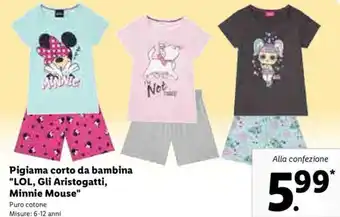 Lidl Pigiama corto da bambina "LOL, Gli Aristogatti, Minnie Mouse" offerta