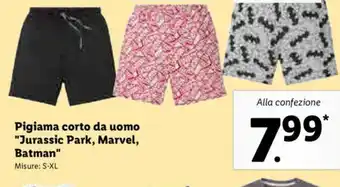 Pigiama corto da uomo "Jurassic PArk, Marvel, Batman"